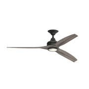 Fanimation Spitfire 60in Ceiling Fan with LED Light | Black and Weathered Wood | Covered Patio & Porch | Model FP6721BBL-60WE-LK