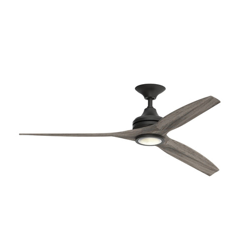 Fanimation Spitfire 60in Ceiling Fan with LED Light | Black and Weathered Wood | Covered Patio & Porch | Model FP6721BBL-60WE-LK