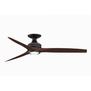 Fanimation Spitfire 60in Flush Mount 1-Light Ceiling Fan with LED | Black and Whiskey Wood | Low Ceiling & Covered Patio | Model FP6721BBL-60WK-LK-F