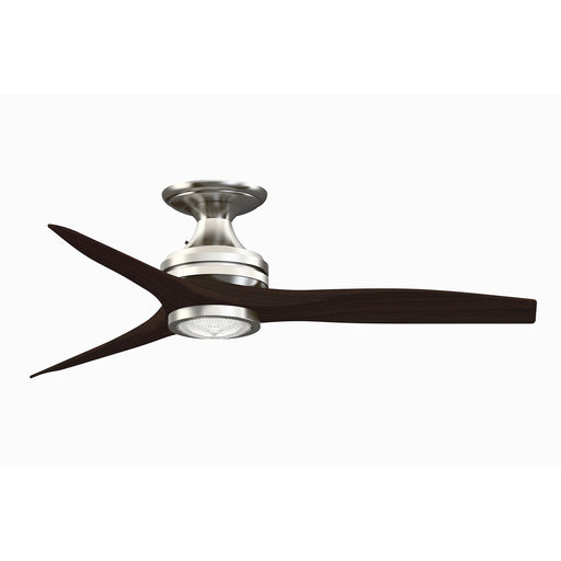 Fanimation Spitfire 48in Flush Mount Ceiling Fan with LED Light | Brushed Nickel and Dark Walnut Buttonwood | Low | Model FP6721BBN-48DWA-LK-F