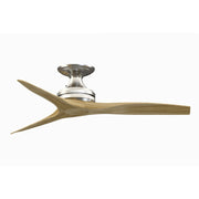 Fanimation Spitfire 48in Flush Mount Ceiling Fan | Brushed Nickel and Natural Buttonwood | Low Ceiling Covered Porch | Model FP6721BBN-48N-F