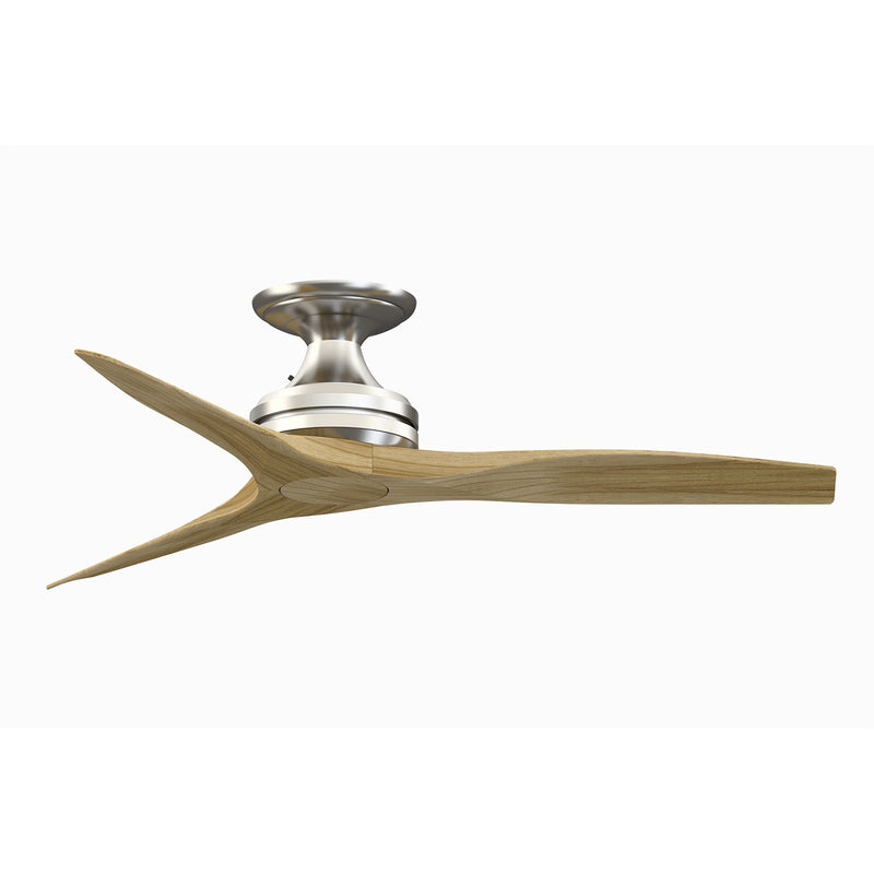 Fanimation Spitfire 48in Flush Mount Ceiling Fan | Brushed Nickel and Natural Buttonwood | Low Ceiling Covered Porch | Model FP6721BBN-48N-F