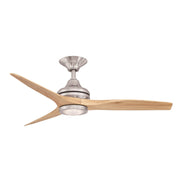 Fanimation Spitfire 48in 3-Blade Ceiling Fan with LED Light | Brushed Nickel and Natural Buttonwood | Covered Patio, Porch | Model FP6721BBN-48N-LK