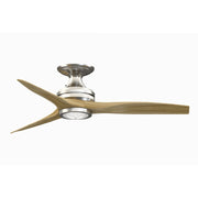 Fanimation Spitfire 48in Flush Mount Ceiling Fan with LED Light | Brushed Nickel and Natural Buttonwood | Low Ceiling | Model FP6721BBN-48N-LK-F