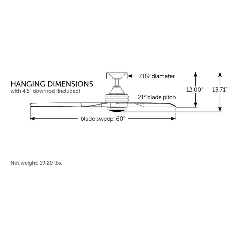 Fanimation Spitfire 60in 3-Blade Ceiling Fan | Brushed Nickel and Buttonwood | Covered Patio, Porch & Sunroom | 60 x 60 x 12 in | Model FP6721BBN-60BN
