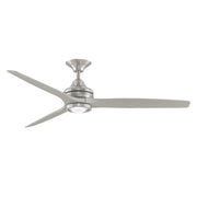 Fanimation Spitfire 60in 3-Blade Ceiling Fan with LED Light | Brushed Nickel and Buttonwood | Covered Patio, Porch | Model FP6721BBN-60BN-LK