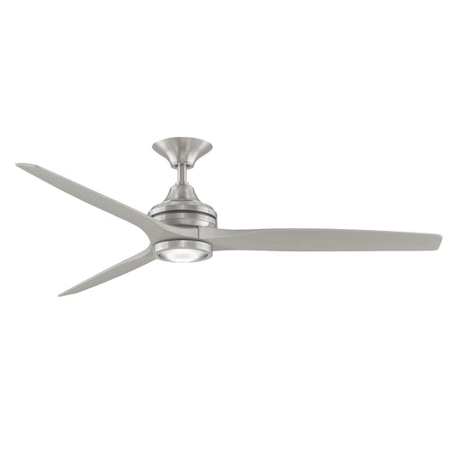 Fanimation Spitfire 60in 3-Blade Ceiling Fan with LED Light | Brushed Nickel and Buttonwood | Covered Patio, Porch | Model FP6721BBN-60BN-LK