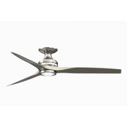 Fanimation Spitfire 60in Flush 3-Blade Ceiling Fan with LED Light | Brushed Nickel and Buttonwood | Covered Patio, Porch | Model FP6721BBN-60BN-LK-F