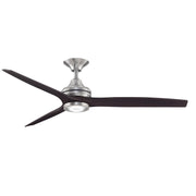 Fanimation Spitfire 60in 3-Blade Ceiling Fan with LED Light | Brushed Nickel and Dark Walnut | Covered Patio & Sunroom | Model FP6721BBN-60DWA-LK