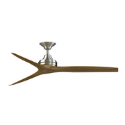 Fanimation Spitfire 60in 3-Blade Ceiling Fan | Brushed Nickel and Koa Wood | Covered Patio & Sunroom | 60 x 60 x 12 in | Model FP6721BBN-60K