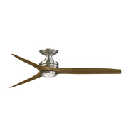 Fanimation Spitfire 60in Flush 3-Blade Ceiling Fan with LED Light | Brushed Nickel and Koa Wood | Covered Patio & Sunroom | Model FP6721BBN-60K-LK-F