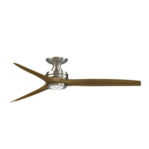 Fanimation Spitfire 60in Flush 3-Blade Ceiling Fan with LED Light | Brushed Nickel and Koa Wood | Covered Patio & Sunroom | Model FP6721BBN-60K-LK-F