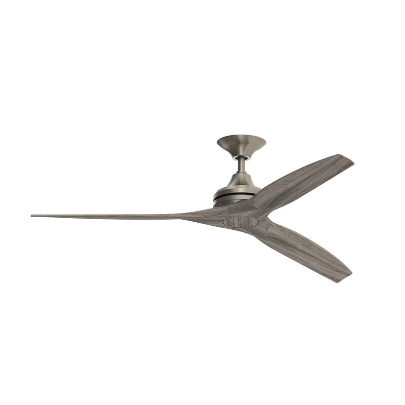Fanimation Spitfire 60in 3-Blade Ceiling Fan | Brushed Nickel and Weathered Wood | Covered Patio & Sunroom | 60 x 60 x 12 in | Model FP6721BBN-60WE
