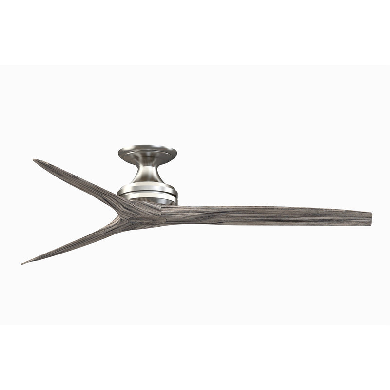 Fanimation Spitfire 60in Flush 3-Blade Ceiling Fan | Brushed Nickel and Weathered Wood | Covered Patio & Low Ceiling | Model FP6721BBN-60WE-F