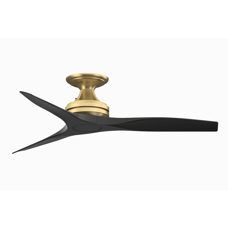 Fanimation Spitfire 48in Flush 3-Blade Ceiling Fan | Brushed Satin Brass and Black Buttonwood | Covered Patio & Sunroom | Model FP6721BBS-48BL-F