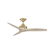 Fanimation Spitfire 48in 3-Blade Ceiling Fan | Brushed Satin Brass and Light Oak Buttonwood | Covered Patio & Sunroom | Model FP6721BBS-48LO