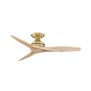 Fanimation Spitfire 48in Flush 3-Blade Ceiling Fan | Brushed Satin Brass and Natural Buttonwood | Covered Patio, Porch | Model FP6721BBS-48N-F