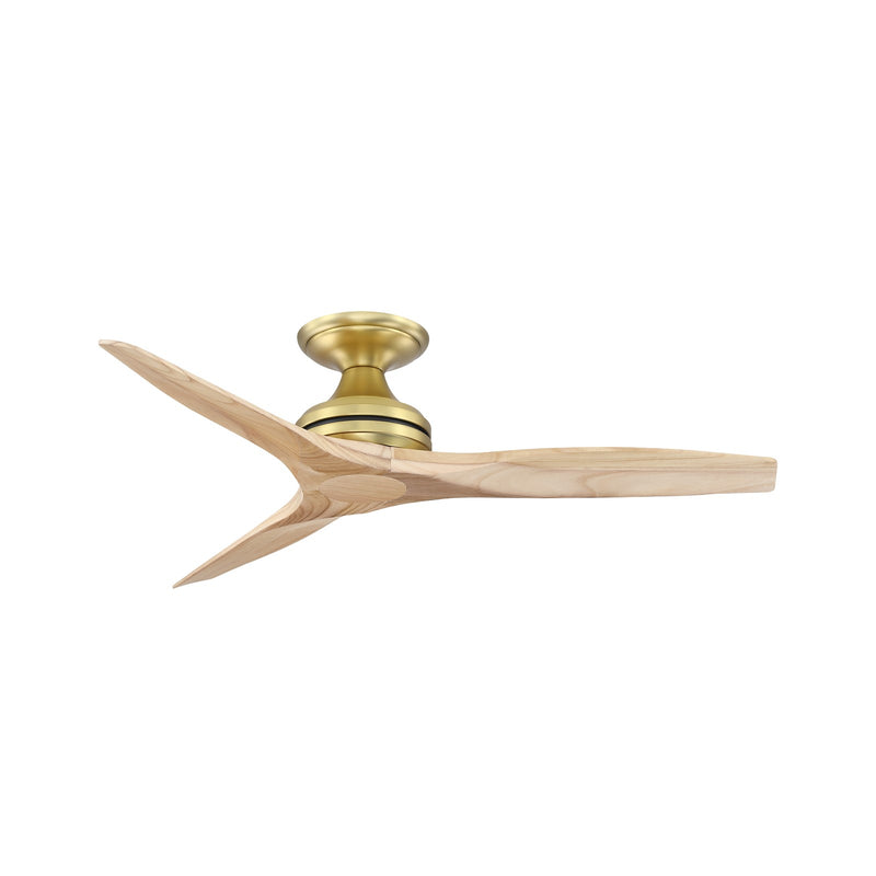 Fanimation Spitfire 48in Flush 3-Blade Ceiling Fan | Brushed Satin Brass and Natural Buttonwood | Covered Patio, Porch | Model FP6721BBS-48N-F