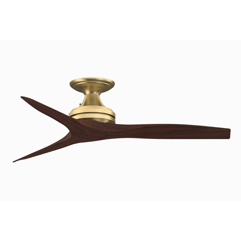 Fanimation Spitfire 48in Flush Mount Ceiling Fan | Brushed Satin Brass and Whiskey Wood | Low Ceiling Rooms & Covered Patio | Model FP6721BBS-48WK-F