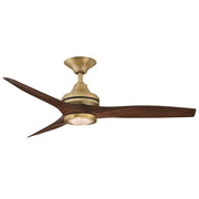 Fanimation Spitfire 48in 1-Light Ceiling Fan with LED | Brushed Satin Brass and Whiskey Wood | Covered Patio & Living Room | Model FP6721BBS-48WK-LK