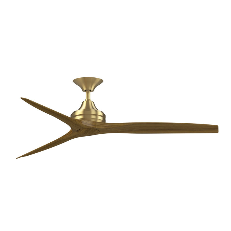Fanimation Spitfire 60in 3-Blade Ceiling Fan | Brushed Satin Brass and Koa Wood | Covered Patio & Sunroom | 60 x 60 x 12 in | Model FP6721BBS-60K