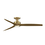 Fanimation Spitfire 60in Flush 3-Blade Ceiling Fan with LED Light | Brushed Satin Brass and Koa Wood | Covered Patio & Low | Model FP6721BBS-60K-LK-F