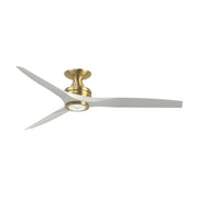 Fanimation Spitfire 60in Flush Mount Ceiling Fan | Brushed Satin Brass and Matte White Buttonwood | Low Ceiling & Sunroom | Model FP6721BBS-60MW-F