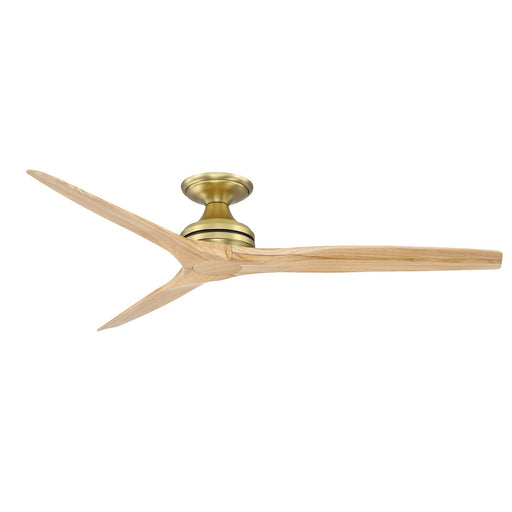 Fanimation Spitfire 60in Flush Mount Ceiling Fan | Brushed Satin Brass and Natural Buttonwood | Covered Patio, Porch | Model FP6721BBS-60N-F