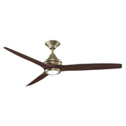 Fanimation Spitfire 60in 3-Blade Ceiling Fan with LED Light | Brushed Satin Brass and Whiskey Wood | Covered Patio | Model FP6721BBS-60WK-LK