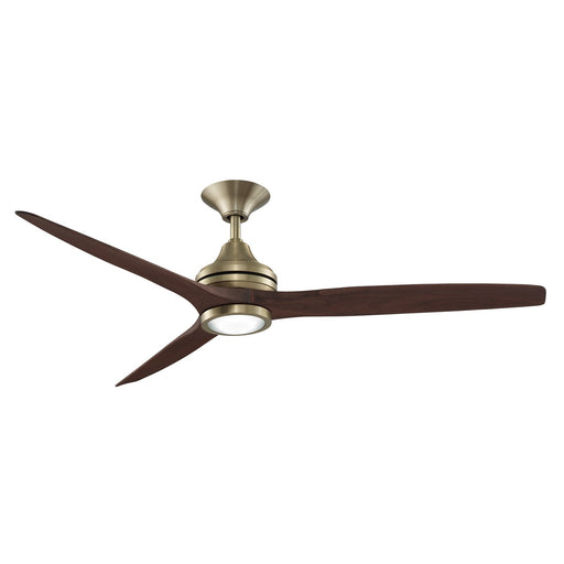 Fanimation Spitfire 60in 3-Blade Ceiling Fan with LED Light | Brushed Satin Brass and Whiskey Wood | Covered Patio | Model FP6721BBS-60WK-LK