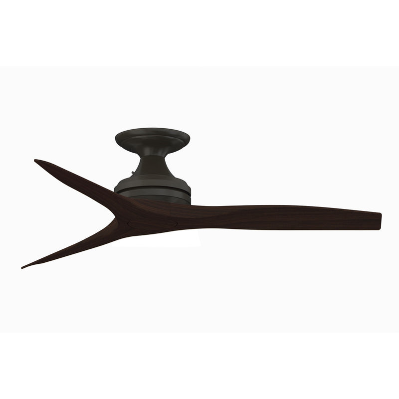 Fanimation Spitfire 48in Flush Mount Ceiling Fan | Damp-Rated Dark Bronze and Dark Walnut | Low Ceiling & Sunroom | Model FP6721BDZ-48DWA-F