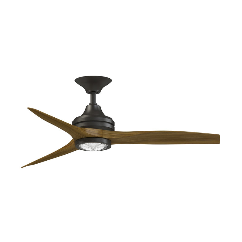 Fanimation Spitfire 48in 3-Blade LED Ceiling Fan | Dark Bronze and Koa Wood | Covered Patio & Sunroom | 48 x 48 x 13.71 in | Model FP6721BDZ-48K-LK