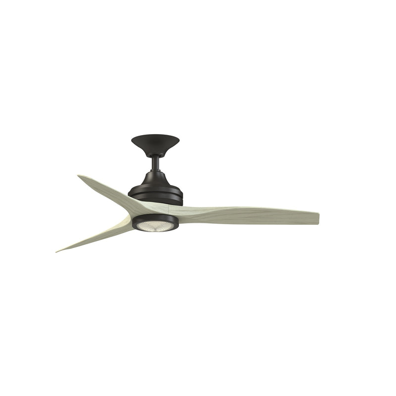 Fanimation Spitfire 48in 3-Blade Ceiling Fan with LED Light | Dark Bronze and Light Oak Buttonwood | Covered Patio | Model FP6721BDZ-48LO-LK
