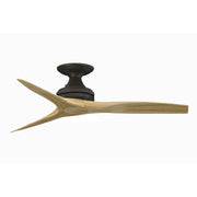 Fanimation Spitfire 48in Flush 3-Blade Ceiling Fan | Dark Bronze and Natural Buttonwood | Low Ceiling & Covered Patio | Model FP6721BDZ-48N-F