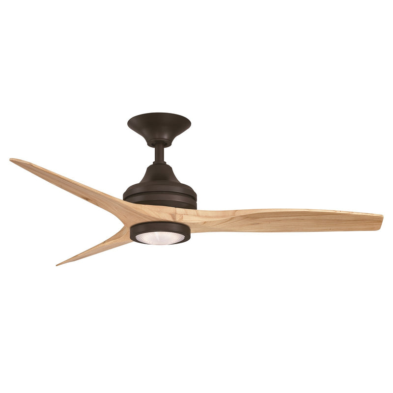 Fanimation Spitfire 48in 1-Light LED Ceiling Fan | Dark Bronze and Natural Buttonwood | Covered Patio & Porch | Model FP6721BDZ-48N-LK