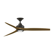 Fanimation Spitfire 60in 3-Light Ceiling Fan | Dark Bronze and Koa Wood Blades | Covered Patio & Sunroom | 60 x 60 x 13.71 in | Model FP6721BDZ-60K-LK
