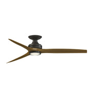 Fanimation Spitfire 60in Flush 3-Light Ceiling Fan | Dark Bronze and Koa Wood Blades | Low Ceiling & Sunroom | Model FP6721BDZ-60K-LK-F