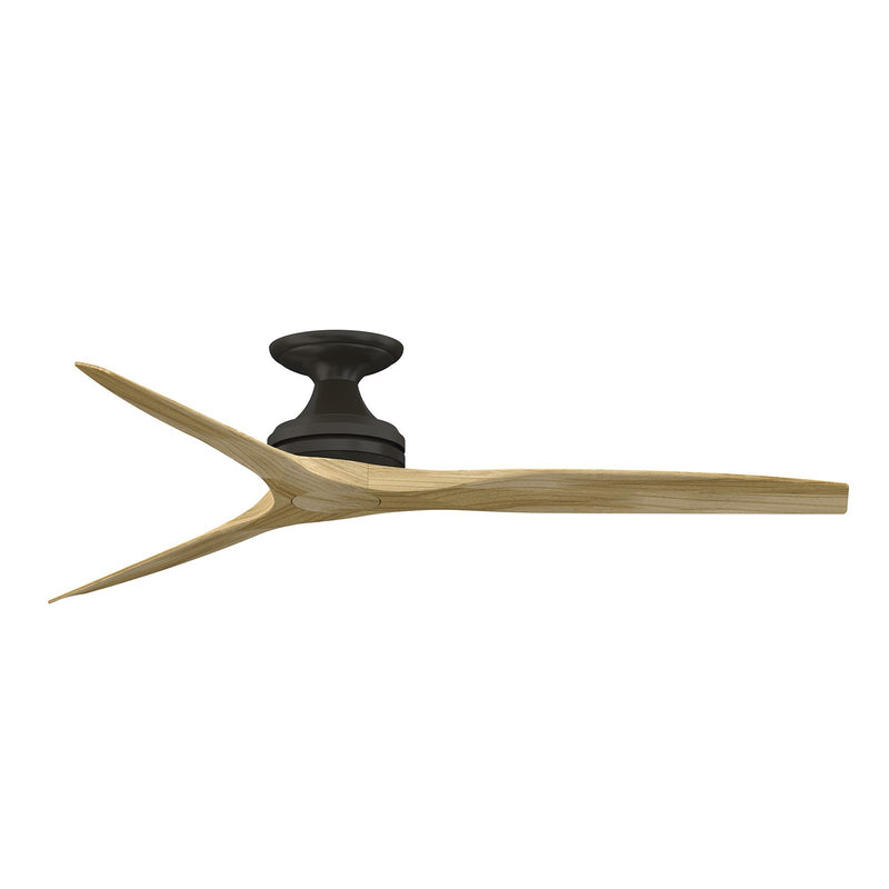 Fanimation Spitfire 60in Flush 3-Blade Ceiling Fan | Dark Bronze and Natural Buttonwood | Covered Patios & Low Ceilings | Model FP6721BDZ-60N-F