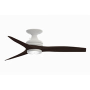 Fanimation Spitfire 48in Flush 3-Blade Ceiling Fan with LED Light | Matte White and Dark Walnut Buttonwood | Covered | Model FP6721BMW-48DWA-LK-F