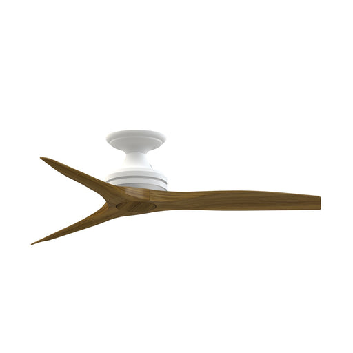 Fanimation Spitfire 48in Flush Mount Ceiling Fan | Matte White and Koa Wood | Low Ceiling Rooms & Covered Patio | Model FP6721BMW-48K-F