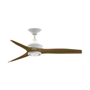 Fanimation Spitfire 48in LED Ceiling Fan | Matte White and Koa Wood | Covered Patio & Porch | 48 x 48 x 13.71 in | Model FP6721BMW-48K-LK