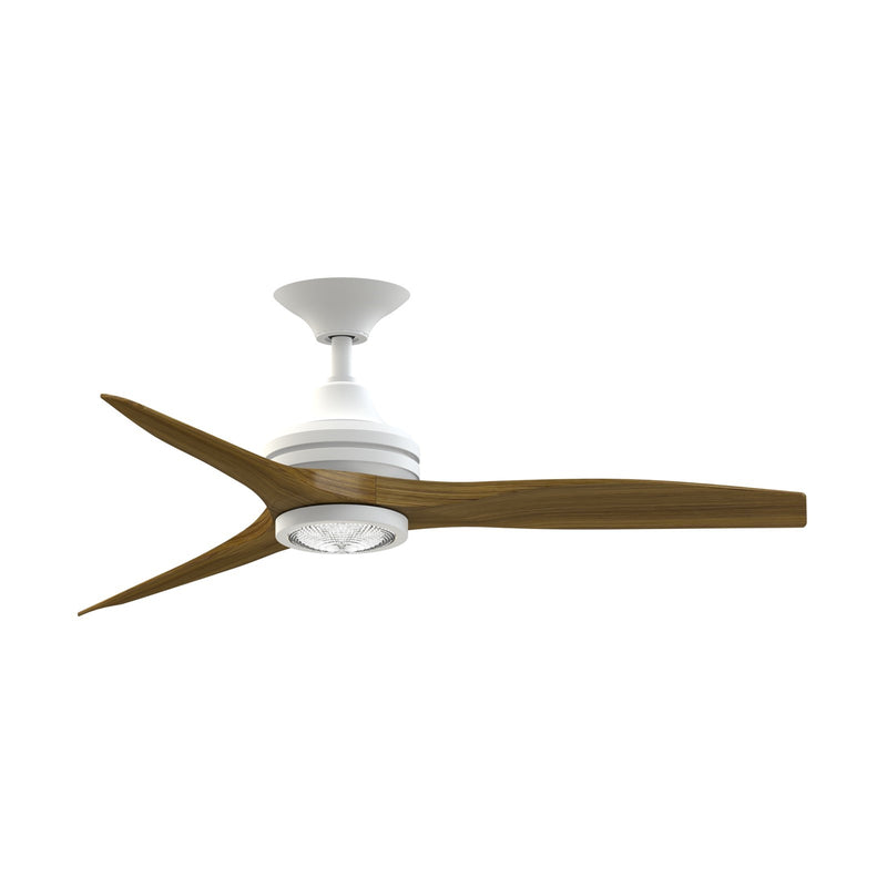 Fanimation Spitfire 48in LED Ceiling Fan | Matte White and Koa Wood | Covered Patio & Porch | 48 x 48 x 13.71 in | Model FP6721BMW-48K-LK