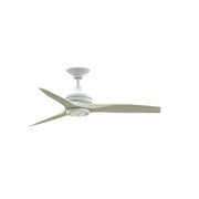 Fanimation Spitfire 48in 3-Blade Ceiling Fan with LED Light | Matte White and Light Oak Buttonwood | Covered Patio | Model FP6721BMW-48LO-LK