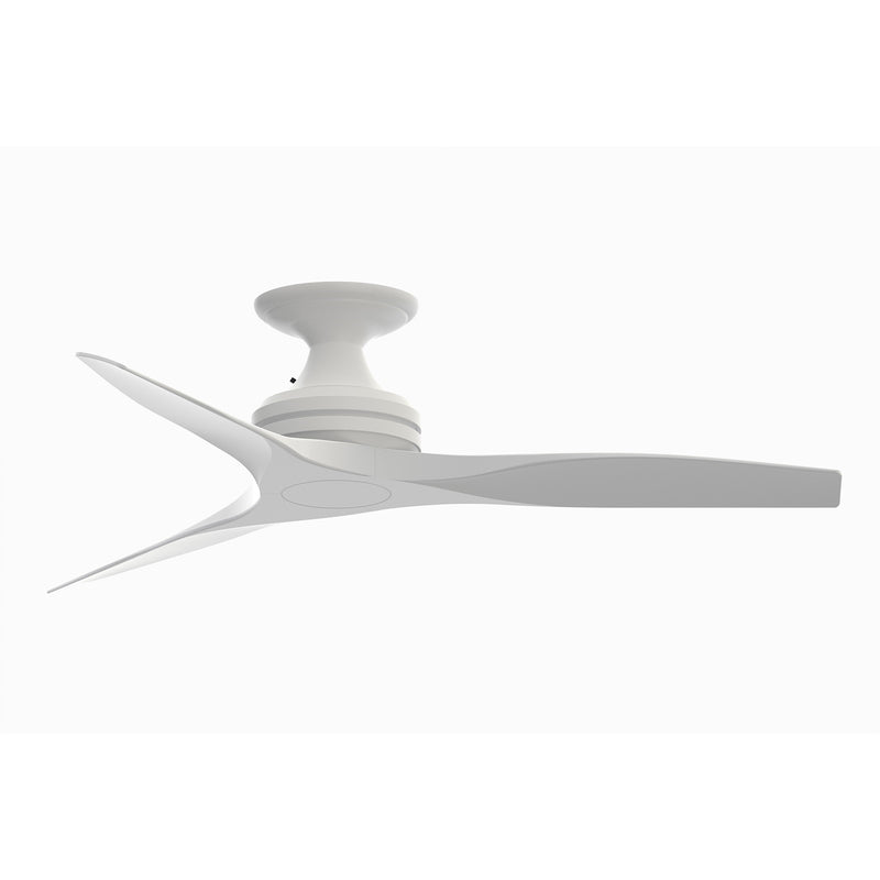 Fanimation Spitfire 48in Flush Mount 3-Blade Ceiling Fan | Matte White and Matte White Buttonwood | Low Ceiling & Sunroom | Model FP6721BMW-48MW-F