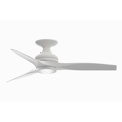 Fanimation Spitfire 48in Flush 1-Light LED Ceiling Fan | Matte White and Matte White Buttonwood Blades | Covered Patio | Model FP6721BMW-48MW-LK-F