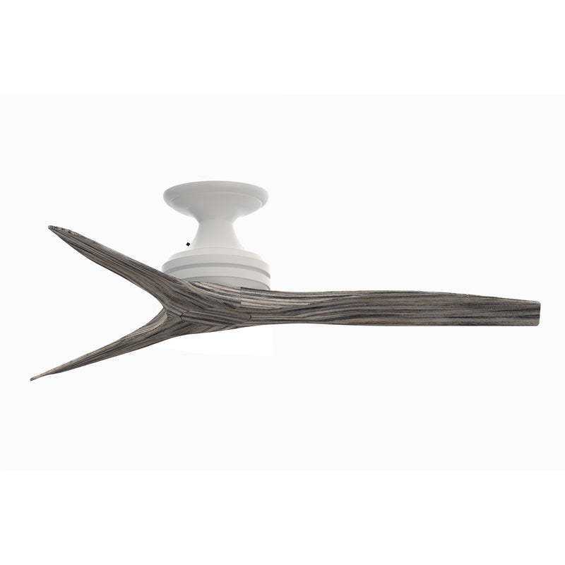 Fanimation Spitfire 48in Flush Ceiling Fan | Matte White and Weathered Wood Buttonwood | Covered Porch & Sunroom | Model FP6721BMW-48WE-F