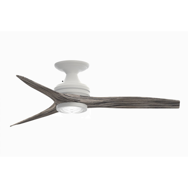 Fanimation Spitfire 48in Flush 1-Light LED Ceiling Fan | Matte White and Weathered Wood | Covered Patio & Sunroom | Model FP6721BMW-48WE-LK-F