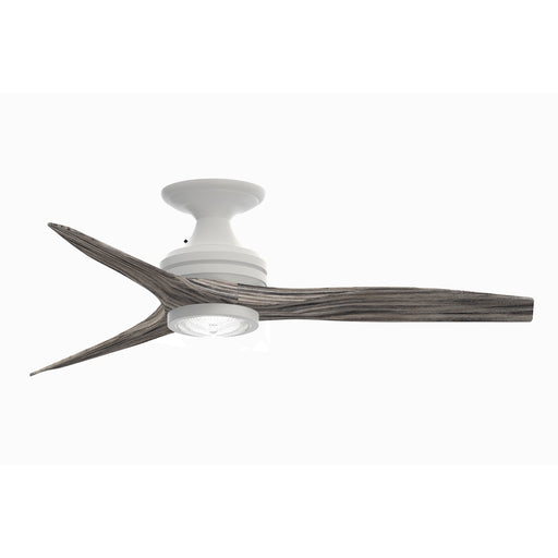 Fanimation Spitfire 48in Flush 1-Light LED Ceiling Fan | Matte White and Weathered Wood | Covered Patio & Sunroom | Model FP6721BMW-48WE-LK-F