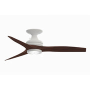 Fanimation Spitfire 48in 1-Light LED Flush Ceiling Fan | Matte White and Whiskey Wood Buttonwood Blades | Covered Porch | Model FP6721BMW-48WK-LK-F