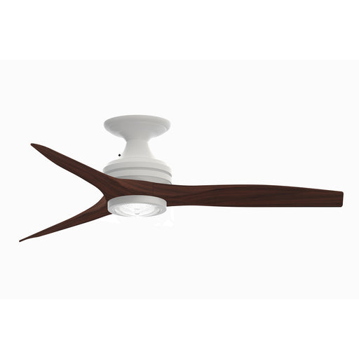 Fanimation Spitfire 48in 1-Light LED Flush Ceiling Fan | Matte White and Whiskey Wood Buttonwood Blades | Covered Porch | Model FP6721BMW-48WK-LK-F